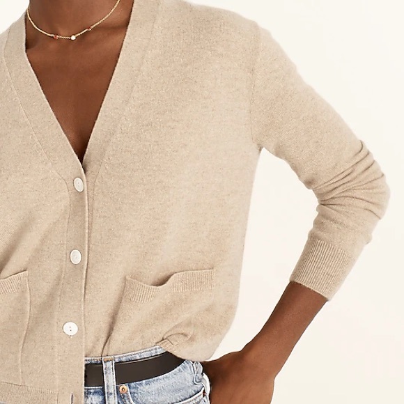 NWT J.Crew Cashmere Patch-pocket Cardigan Sweater - Heather Stone - Picture 4 of 8